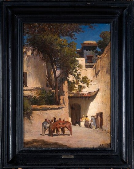 PAUL DELAMAIN (France, 1821 -1882) "Medina" Oil on canvas. Measurements: 49 x 34,5 cm. Price: 500 euros. (83.193 Ptas.)