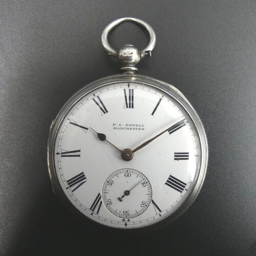 P.G Powell Manchester fusee movement silver open face pocket...