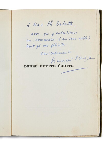 PONGE, Francis Réunion de 2 ouvrages en édition originale, avec envois autographes signés.