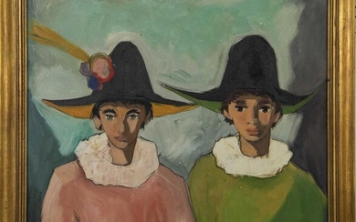 PORTUGUESE SCHOOL, TWO FIGURES, AN OIL ON CANVAS