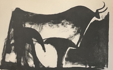 Pablo PICASSO (1881-1973) (d'après) Taureau noir Photolithographie d'après la lithographie de Picasso de 1947 (Bloch...