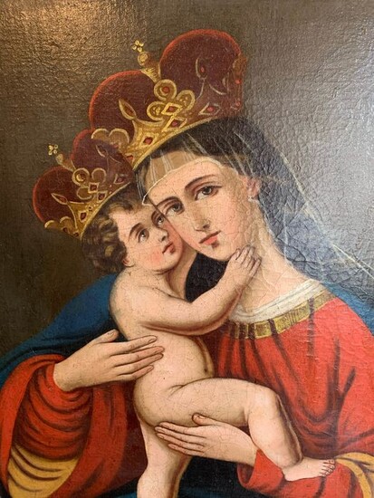 Painting, "Madonna with Child" (1) - Oil on canvas - Mid 18th century