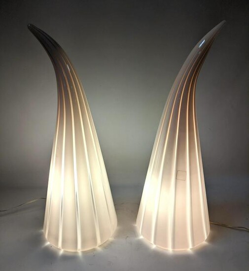 Pair MURANO Glass Table Lamps. Horn Form.