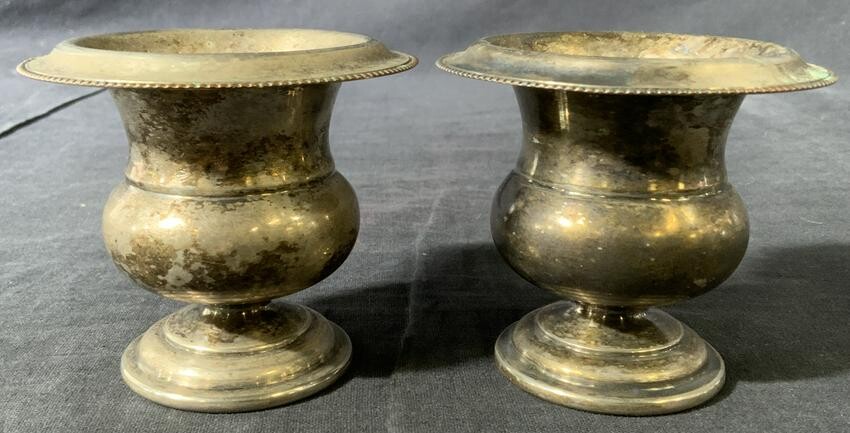 Pair Silver Plated Desk Sized Vessels