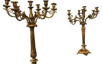 Pair of 7 Light Bronze Candelabras