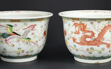 Pair of Chinese Famille Rose Planters.