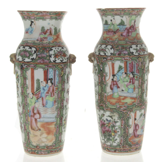 Pair of Chinese Porcelain and Enamel Vases.