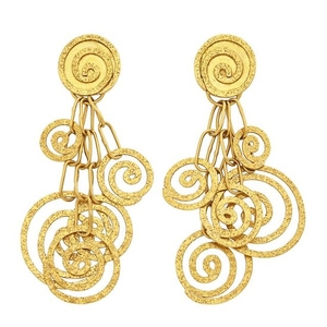 Pair of Gold Pendant-Earrings