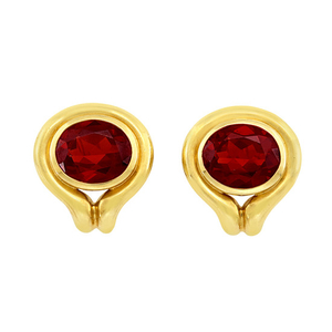 Pair of Gold and Garnet Earclips, Cartier