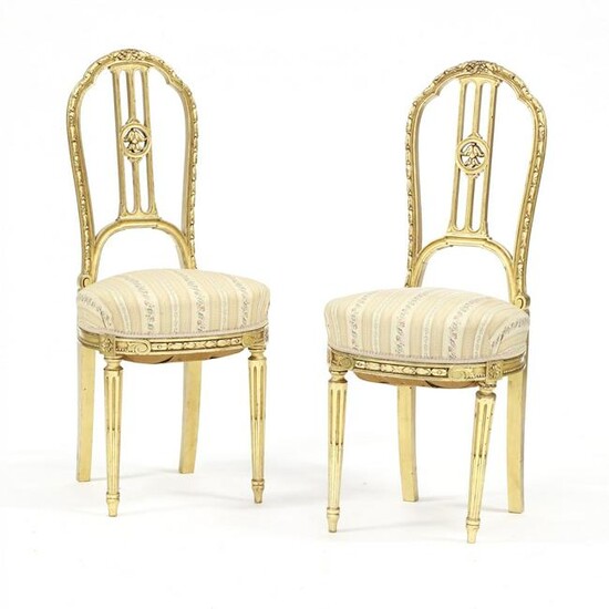 Pair of Louis XVI Style Gilt Ballroom Chairs