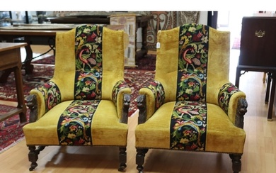 Pair of mustard yellow with black centre pattern on fabric c...