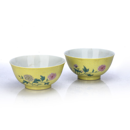 Pair of yellow glazed bowls