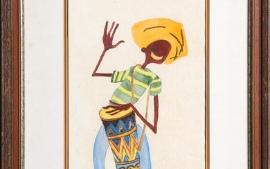 Patricia Bagant, Happy Drummer (St. Martin), Watercolor and Gouache on Paper