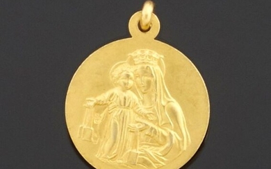Pendentif médaille en or jaune 750 millièmes... - Lot 63 - Pescheteau-Badin