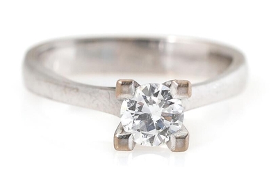 Per Borup A diamond ring set with a brilliant-cut diamond weighing app....