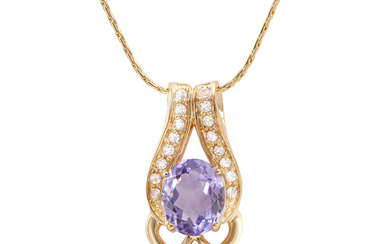 Plated 18KT Yellow Gold 4.00ct Amethyst and White Topaz Pendant...