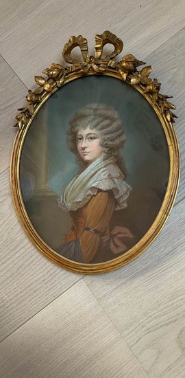 Portrait miniature - Louis XVI Style - Wood, Gouache - Late 19th century