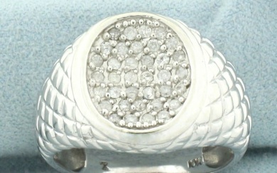 Quilted Design Pave Set Diamond Ring in 10k White Gold