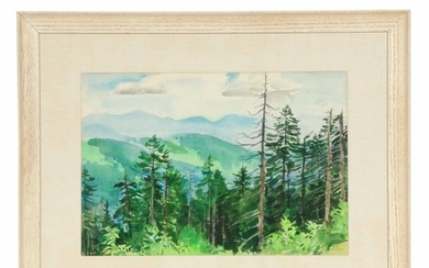 R.G. Mackenzie Forest Landscape Watercolor Painting, 1951