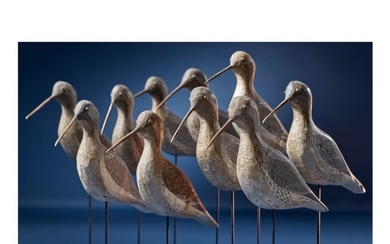 RIG OF TEN SHORE BIRDS (YELLOWLEGS), RHODE ISLAND, CIRCA 1890