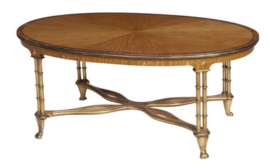 Regency Style Oval Low Table with Gilt Metal Columns