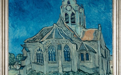 Reproduction d'après Vincent van Gogh, ,tableau : L`Eglise d'auvers-sur-oise, de l'année 1890, fabriqué en Suisse,...