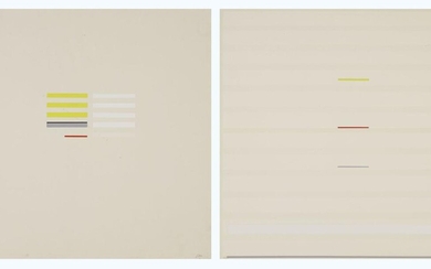 Richard Lin, British 1933-2011- May 3; May 4, 1971; two screenprints on wove and acetate sheets, each signed and numbered 15/70 and 51/70 in pencil, from the May series, printed by Kelpra Studio, with their inkstamp verso, each sheet 50.8 x 50.8cm...