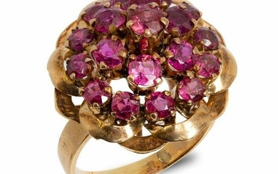 Ring, GIA Gold and Ruby Harem dome Ring