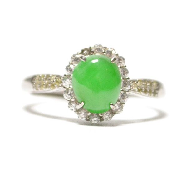 Ring - NO RESERVE PRICE - Natural Jadeite (Type A) - Certified - China - 21st century