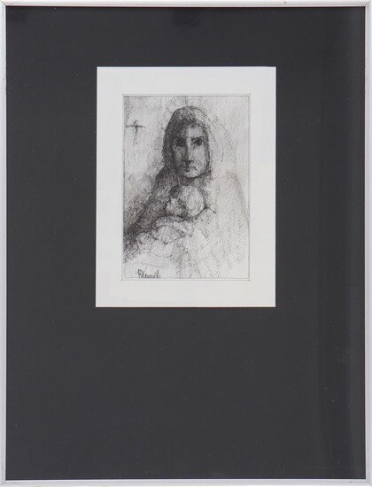 Robert Kruzdlo (1949-), Woman with child, pen drawing 19.5x14 cm,...
