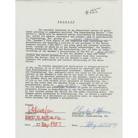 Robert Metcalfe Document Signed