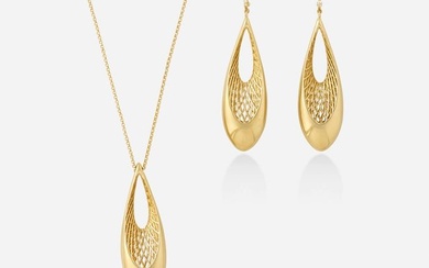 Roberto Coin, 'Golden Gate' gold and ruby necklace and earrings