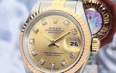 Rolex - Full Set - "NO RESERVE PRICE" - Oyster Perpetual Datejust Ladies Diamonds - Ref. 69173G - Women - 1990-1999