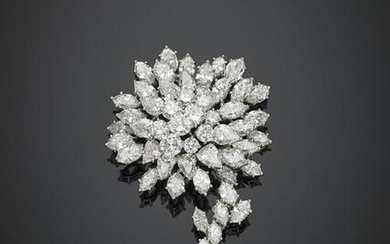 Round, marquise and pear shape diamond platinum flower