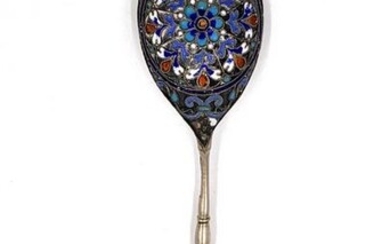 Russian Silver and Enamel Spoon, Moskow, late 19th cen.