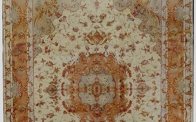 SIGNED Persian Tabriz Wool Silk 400 KPSI 7 x 10