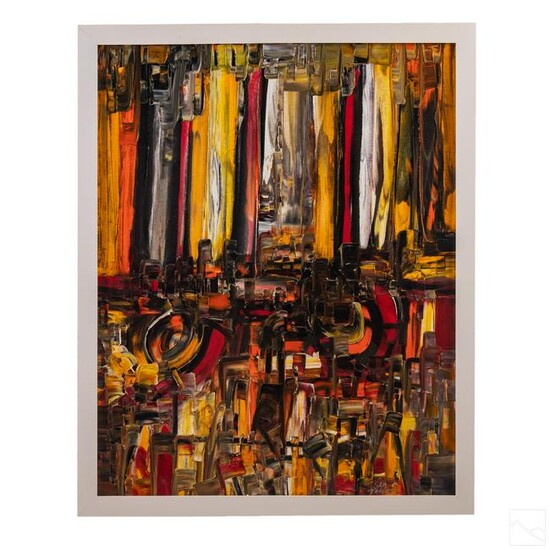 Sam Fargues b.1966 Downtown Abstract Oil Painting