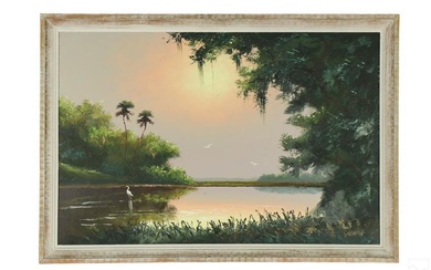 Sam Newton b.1948 Florida Marsh Landscape Painting