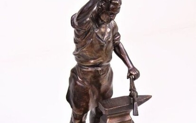 Sculpture, blacksmith in action entitled "Métier" (1) - Bronze - Mid 20th century
