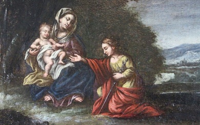 Scuola italiana (XVII) - Madonna con bambino e Santa