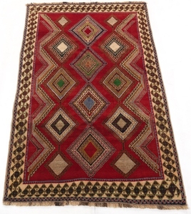Semi-Antique Hand-Knotted Afshar Carpet