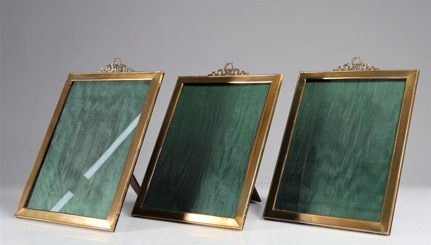 Series of 3 large vermeil silver frames hallmarked 800