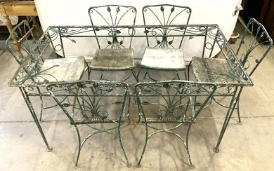 Set 7 Iron Patio Furniture Table & Chairs