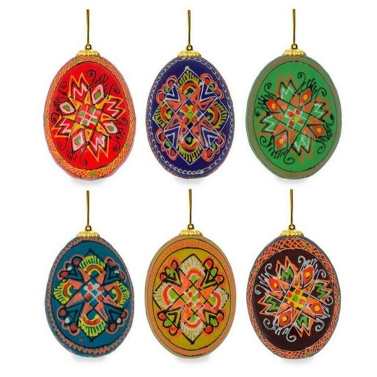 Set of Ukrainian Wooden Egg Ornaments