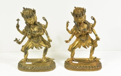 Set of two Asian bronze deities (Ht 28cm)