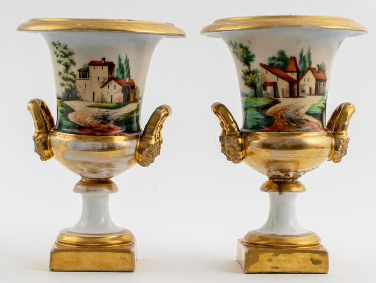 Sevres Style Paris Porcelain Urns, Pair