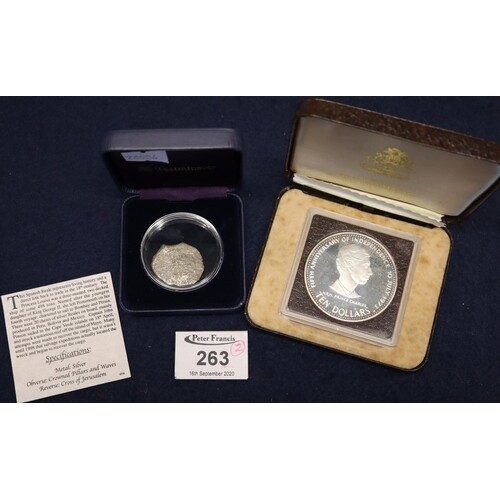 Silver Spanish Reale coin, together with 5th Anniversary of ...