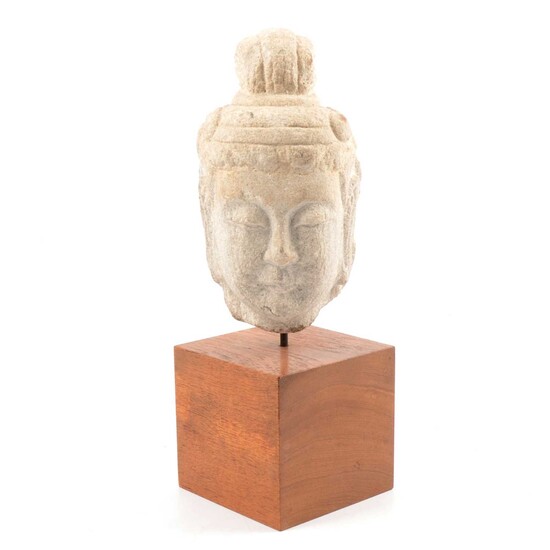 Sino-Indian grey schist Buddha head.