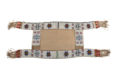 Sioux Beaded Hide Saddle Blanket, with American Flags