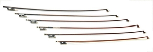 Six German Nickel-mounted Violin Bows - Various Makers.